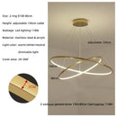 Axyaa Modern Gold Ring LED Pendant Chandelier, Dimmable Circle Living Room Light