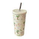 Axyaa Cute Puppy Thermos Straw Bottle: Stainless Steel Water Cup & Coffee Tumbler
