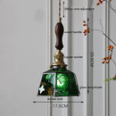 Axyaa Vintage LED Pendant Light with Wood, Copper & Glass Lampshade