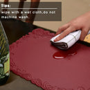 Axyaa Red Faux Leather Square Placemats Set for Kitchen & Outdoor Dining