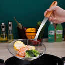 Axyaa Large Stainless Steel Colander with Wooden Handle for Kitchen Filtering and Draining
