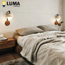 Axyaa Yellow Travertine Half Circle LED Wall Sconce - Japanese Style Stone Lamp