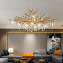 Axyaa Luxe Crystal Chandelier - Modern All-Copper Tree Lamp