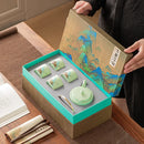Axya Tea Set: Ceramic Kung Fu Tea Set with Tray, Cups, and Saucers