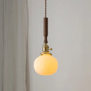 Axyaa Modern Ceramic Walnut Copper LED Pendant Light Chandelier
