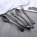 Axyaa 24Pcs Black Stainless Steel Flatware Set Steak Knife Fork Spoon Teaspoon Cutlery