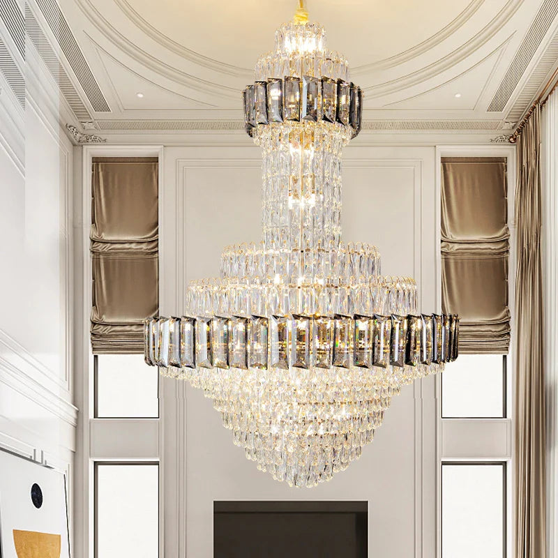 Axyaa Crystal Chandelier Loft Living Room Duplex Loft in Villa Building.