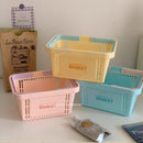 Axyaa Korean Ins Style Cream Portable Desktop Organizer Basket