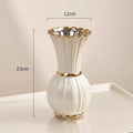 Axyaa White Gold Ceramic Vase with Water-Based Rose Arrangement, French Style Retro Living