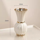 Axyaa White Gold Ceramic Vase with Water-Based Rose Arrangement, French Style Retro Living