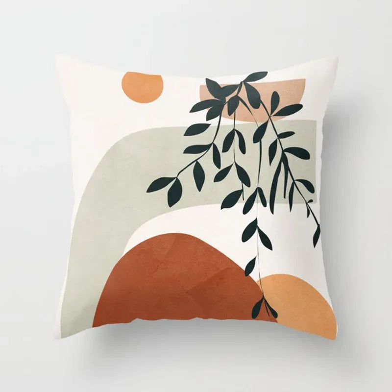 Modern Abstract Plant Leaf Geometric Cushion Cover for Home, Office, Sofa - Axyaa Brand