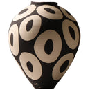 Axyaa Geometric Circles Ceramic Vase: Hand-drawn Flower Arrangement Pot