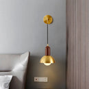 Axyaa Modern Wood Copper LED Wall Sconce for Living Room & Bathroom
