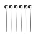 Axyaa Stainless Steel Long Spoon Set for Dessert Coffee Tea Stirring