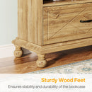 Axyaa 6-Shelf Bookcase with Drawer: 71 Inch Tall, Solid Wood Legs, 6-Tier Open Display