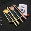 Axyaa 8-Piece Stainless Steel Cutlery Set with Korean Chopsticks, Spoons & Sushi Sticks