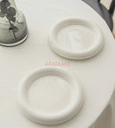 Axyaa White Ceramic Flat Dessert Salad Breakfast Household Dish Plate