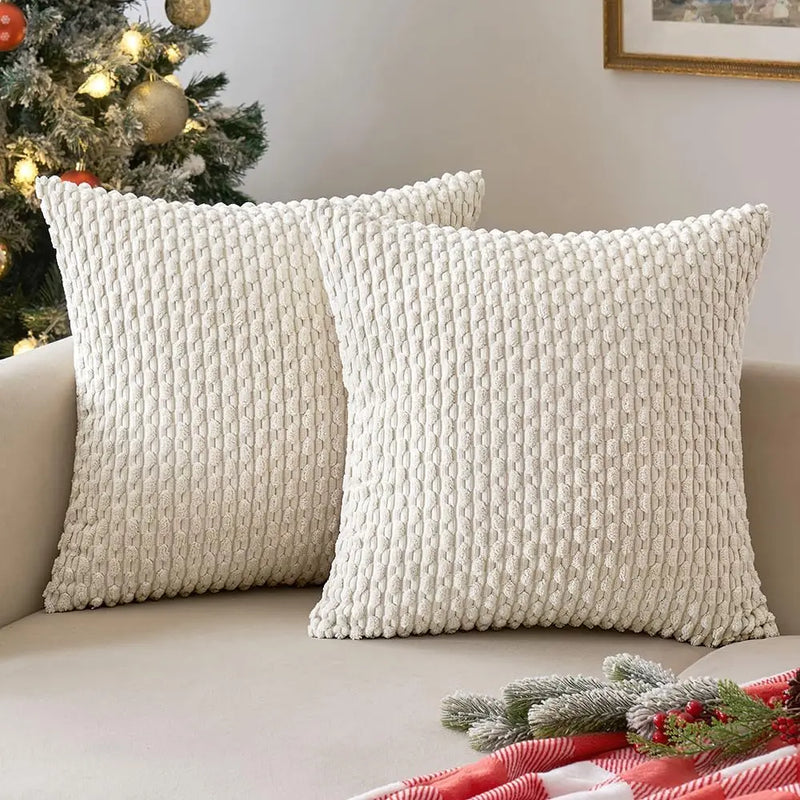Axyaa Soft Striped Cushion Covers 20x20 Inch for Living Room Decor