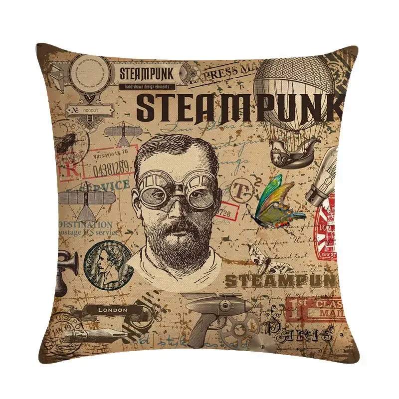 Axyaa Retro Typewriter Camera Linen Pillow Cover 45x45cm