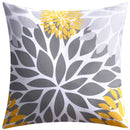 Yellow Grey Flower Pillowcase 45cm Double-Sided Print Cover for Home Decor by Axyaa