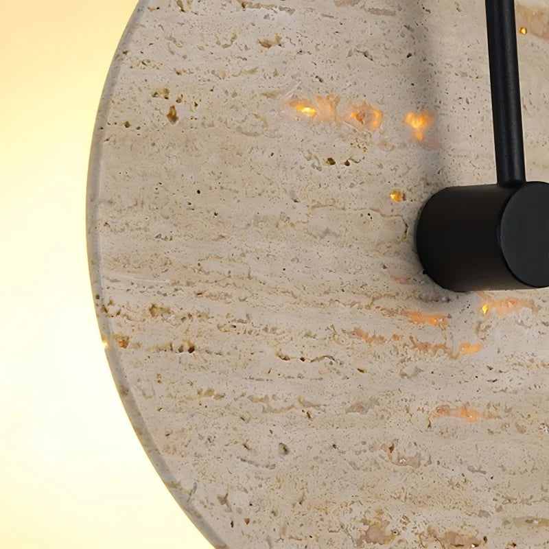 Axyaa Round Yellow Travertine Wall Light - Wabi Sabi Interior Bedside Lamp