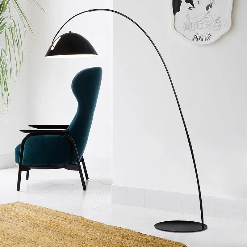 Nordic Black Fishing Floor Lamp by Axyaa: Modern LED Standing Light for Family Living Room