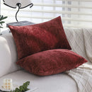 Burgundy Chenille Throw Pillow Covers x2 - Axyaa Home, 30x50, Soft & Retro, Living Room Décor