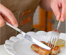 Axyaa Stainless Steel Cutlery Set with Mirror Hammer Pattern Handle