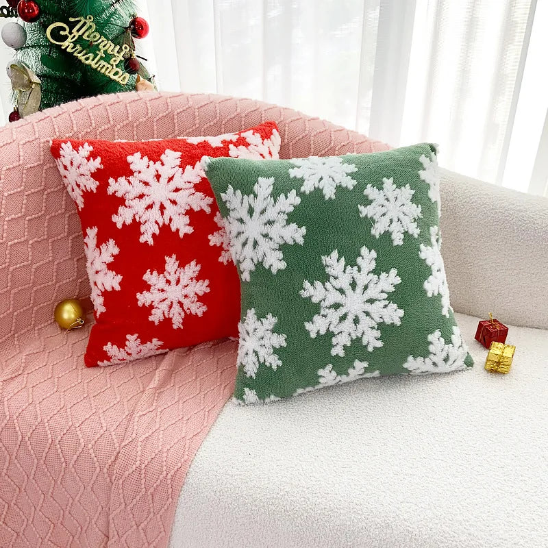 Axyaa Soft Snowflakes Cushion Cover Christmas Decoration Red Green 45x45cm 30x50cm