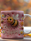 Axyaa 3D Bee & Flower Ceramic Mug - 350ml Cup for Nature Lovers