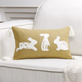 Axyaa Easter Bunny Embroidered Pillow Cover 45X45 - Cute Home Sofa Decoration