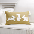 Easter Bunny Embroidered Pillow Cover Axyaa - 45X45 Cotton Linen Throw Pillowcase