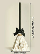 Axyaa Halloween Witch Broom Decor Set - Gothic Tabletop Ornaments & Handmade Craft