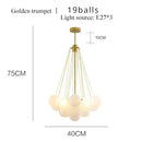 Axyaa Nordic Bubble Ball Chandelier Cream Glass Dining Bedroom Lamp