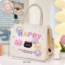 Axyaa Kawaii Thermal Lunch Bag- Cute Portable Bento Pouch for Women, Girls, Kids