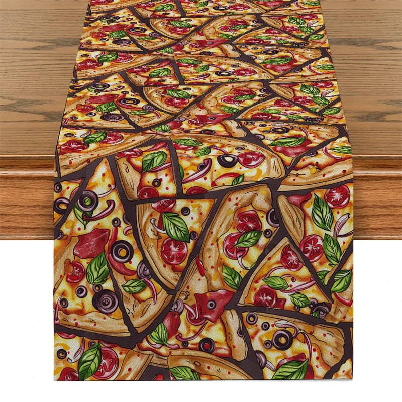 Vibrant Pizza Table Runner by Axyaa: Kitchen, Dining, Living Room Decor