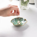 Axyaa Ceramic Lotus Storage Tray Green Jewelry Plate Organizer Decoration Tray
