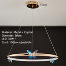 Axyaa Colorful Crystal Butterfly LED Ceiling Lamp Chandelier for Home & Restaurant