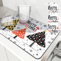 Axyaa Christmas Tree Coffee Cup Drying Mat: Non-slip Absorbent Mat for Kitchen Counter & Coffee Bar