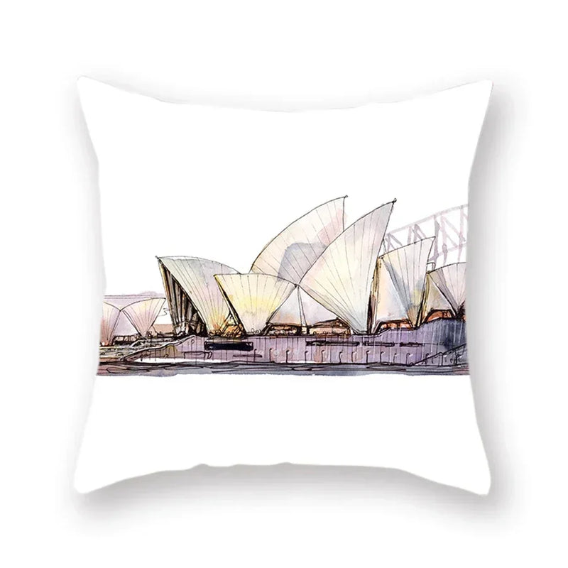 Axyaa World Buildings Printed Cushion Covers