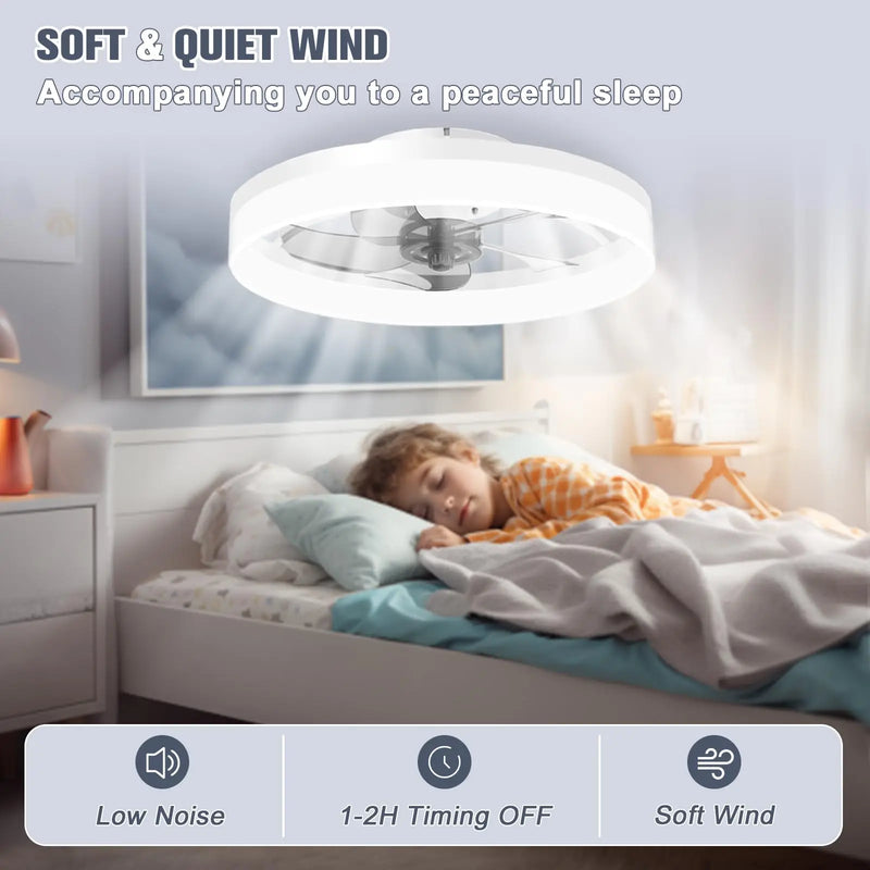 Axyaa Acrylic Ceiling Fan Light Remote Control 6-speed Living Room Fan Lamp