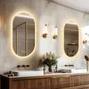 Axyaa Oval LED Bathroom Mirror Smart Dimmable 3 Colors Anti-Fog IP65 Large Mirror