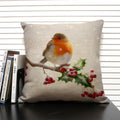Axyaa Christmas Bird Snow Pattern 45x45cm Linen Pillow Case Home Sofa Decoration