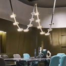 Axyaa Leather Chandelier: Modern Designer Pendant Lamp for Restaurant, Bar, and Living Room