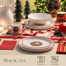 Axyaa 12/30 Pc Christmas Dinnerware Set: Christmas Tree Ceramic Plate, Dinner/Dessert/Soup/Bowl/Mug