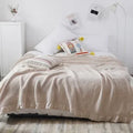 Axyaa Cotton Knitted Waffle Blanket - Soft Japanese Embossed Plaid Throw