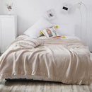 Axyaa Cotton Knitted Waffle Blanket - Soft Japanese Embossed Plaid Throw
