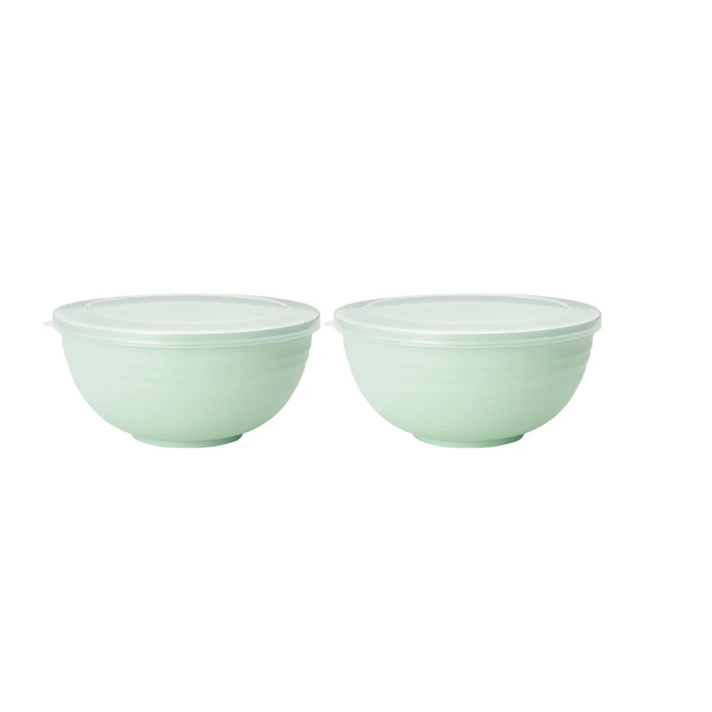 Axyaa Light Green Plastic Bowl Set with Lid for Kitchen, RV, Camping & Work