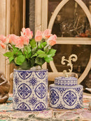 Axyaa Blue & White Porcelain Vase Jar: Classic Chinese Home Decor & Organization