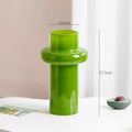 Axyaa Green Glass Vase Hydroponics Plant Pot for Table Decoration Aesthetic Floral Room Decor